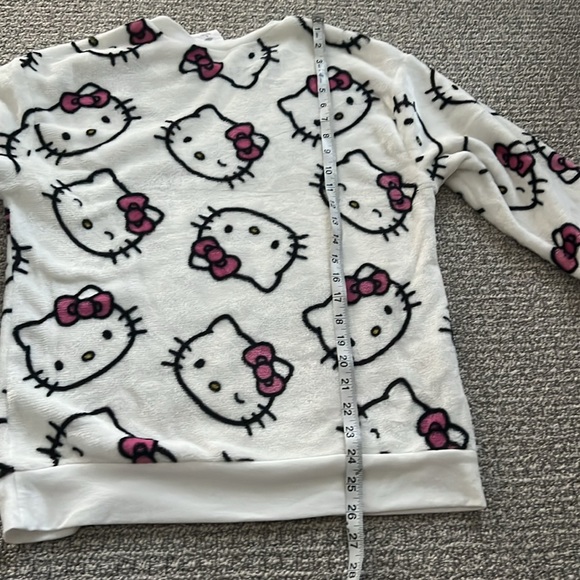Sanrio Hello Kitty White Pink Bow Soft Fleece L Sweatshirt Top Sweater - Picture 9 of 11